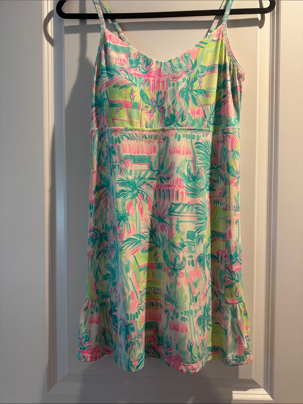 Lilly Pulitzer HTF 🦄 Tennis Palm-Print Spaghetti Strap Dress Luxletic